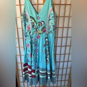 Rene Derby Floral sequined dress in Blue and Red